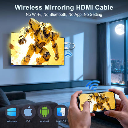Wireless HDMI Display Adapter Plug and Play, Screen Mirroring Adapter Streaming Video/Audio/Files from iPhone iPad PC to TV/Monitor/Projector, Support Airplay Miracast YouTube Tiktok