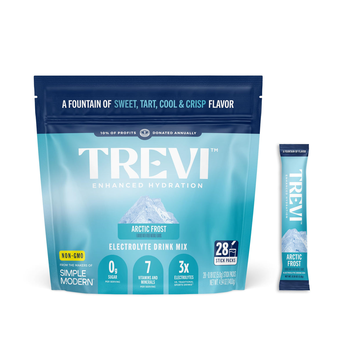 TREVI™ electrolyte drink mix - sugar free hydration powder packets 8, 20, 28 count