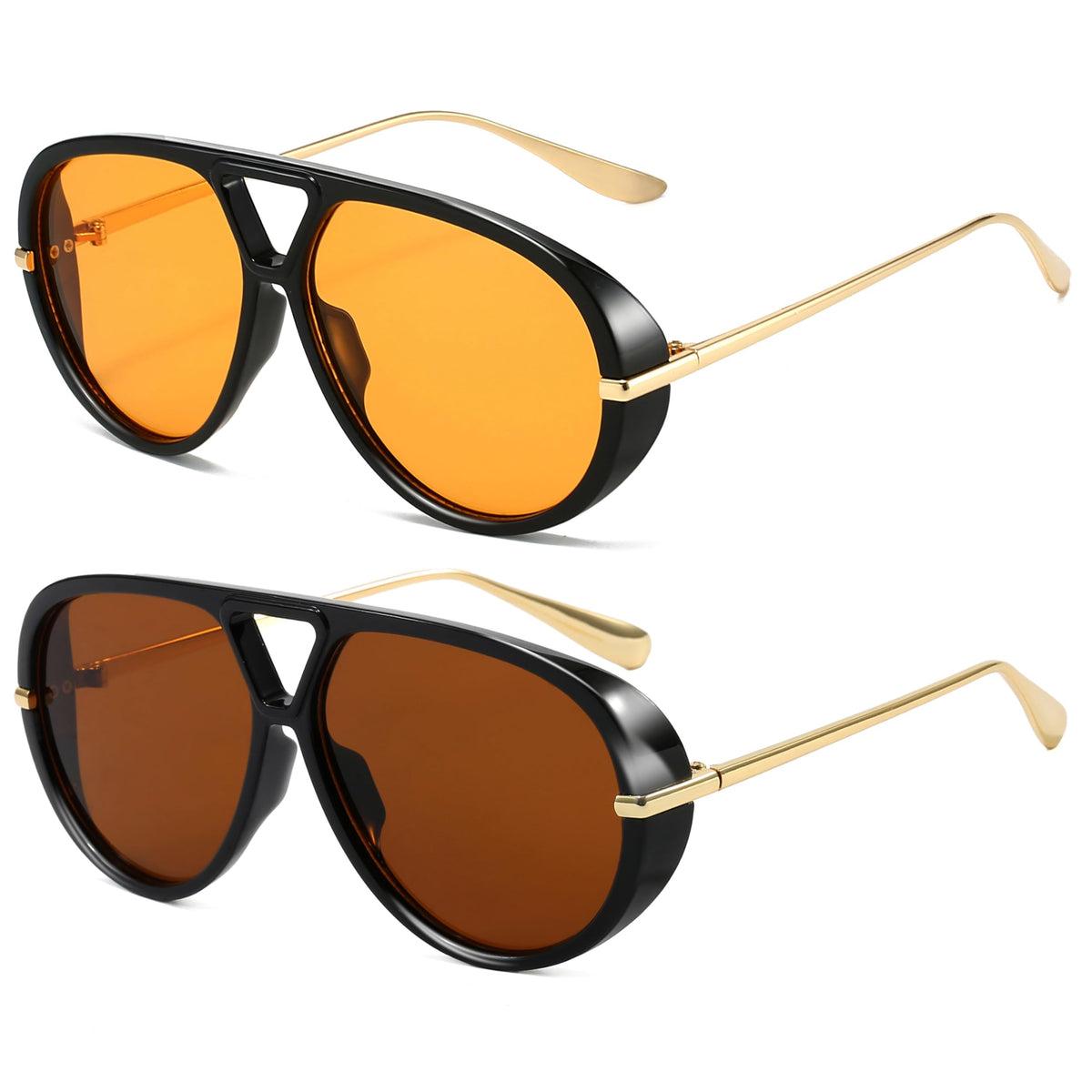 Sunglasses — Trendy oversized aviator style with retro round shield design