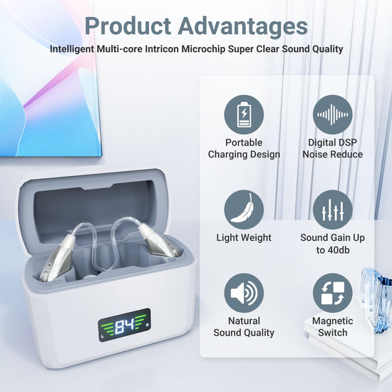 RlsitKee hearing amplifier — portable charging case and rotary volume control