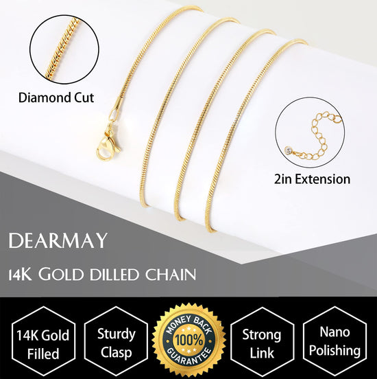 DEARMAY herringbone necklace - 14K gold plated with various chain options