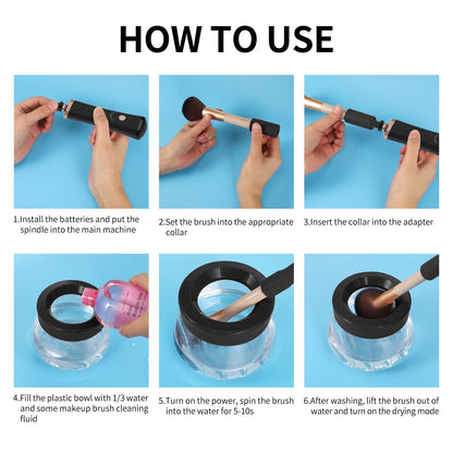 Senbowe makeup brush cleaner and dryer machine — electric automatic spinner with rubber collars