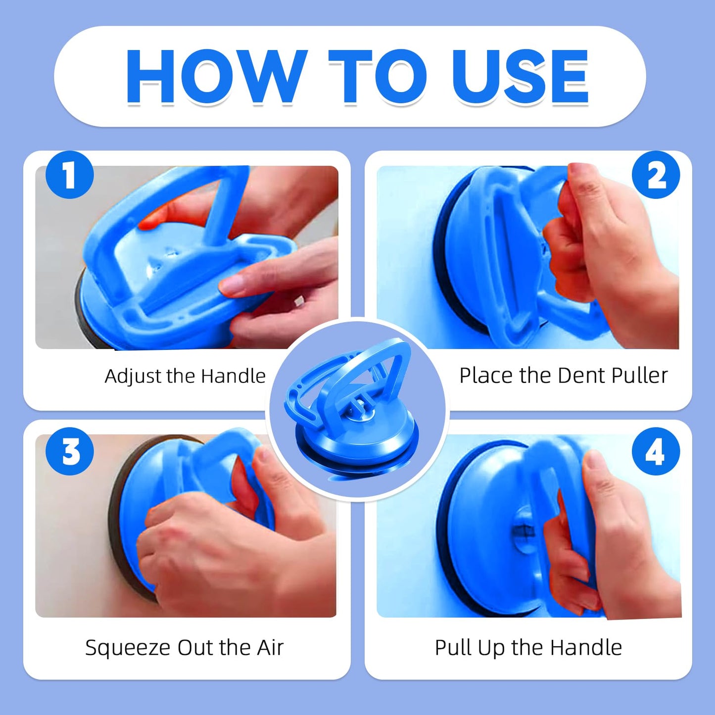 Tvhori Car Dent Puller, 3-Pack Car Handheld Puller,Upgraded Model Car Dent Puller Kit,Strong Car Dent Remover.Repair kit for car Bodies, Glass,Ceiling and Moving Objects(Blue).