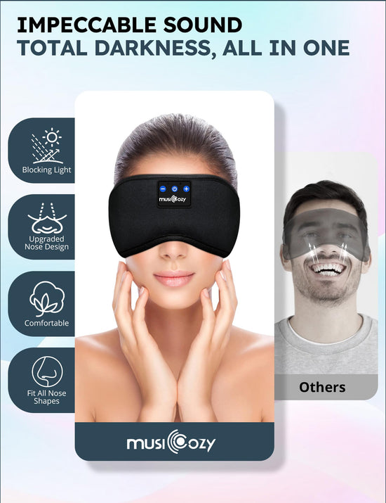 MusicOzy sleep headphones - Bluetooth sleep mask with HD stereo speakers