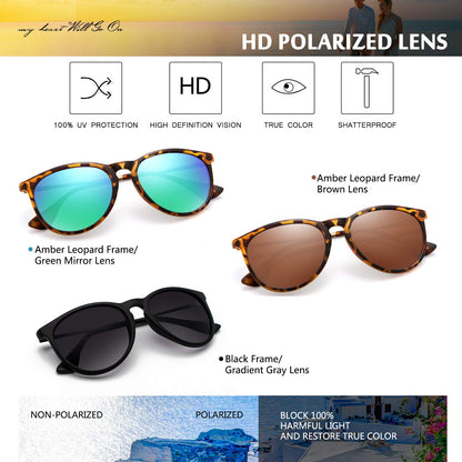 CHBP sunglasses - Polarized round mirrored lens for women and men