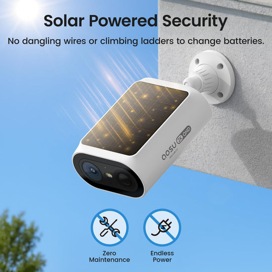 aosu solar security camera - 2K color night vision and wireless installation