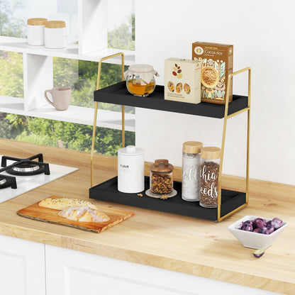 Forbena 2 tier shelf — countertop organizer for bathroom and kitchen storage