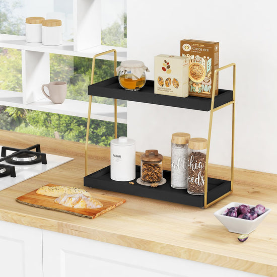 Forbena 2 tier shelf — countertop organizer for bathroom and kitchen storage
