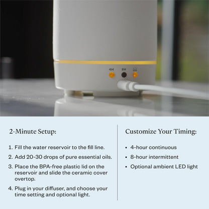 Vitruvi stone diffuser — ceramic ultrasonic essential oil diffuser for aromatherapy