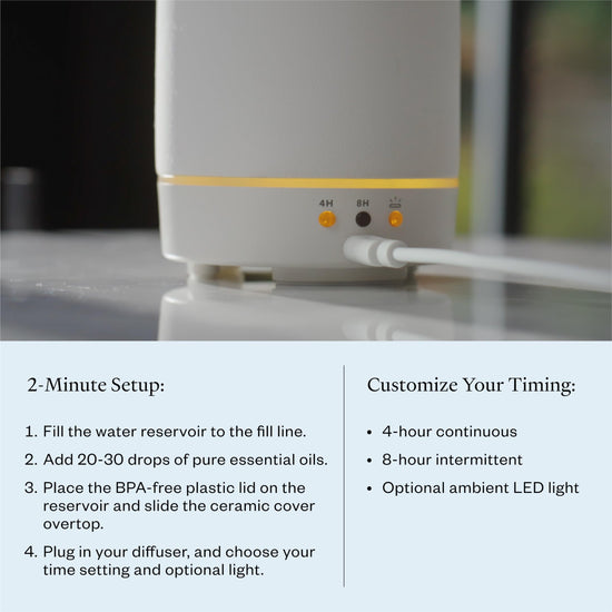 Vitruvi stone diffuser — ceramic ultrasonic essential oil diffuser for aromatherapy