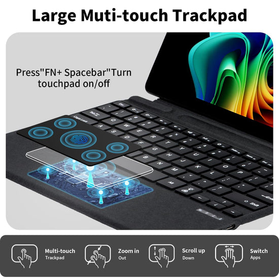 Sooguard Microsoft Surface Pro Keyboard for 11/10/9/8/X, 13" Ultra-Thin Detachable Bluetooth Type Cover with 7-Color Backlit, Multi-Touch Trackpad & Pen Holder