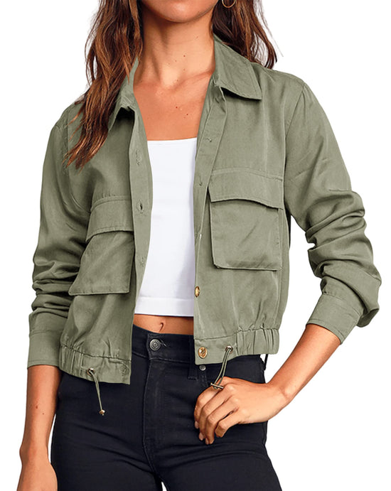 Onedreamer military safari cropped coat with pockets