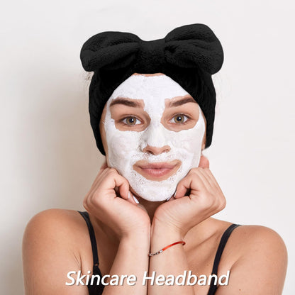 VELSCRUN hairband set with bow tie design for spa and skincare use.