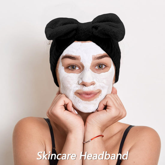 VELSCRUN hairband set with bow tie design for spa and skincare use.