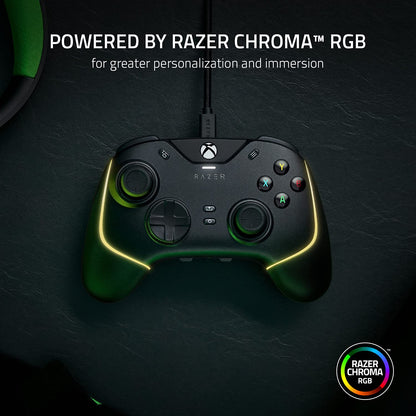 Razer Wolverine V2 Chroma controller — wired design with RGB lighting