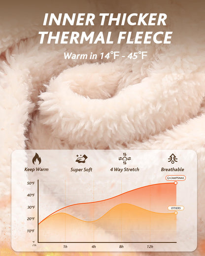 CAMPSNAIL fleece lined joggers with pockets for women, high waisted thermal pants for winter