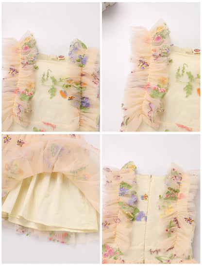 Dress — Confetti birthday princess with ruffle sleeves for girls 3-10T