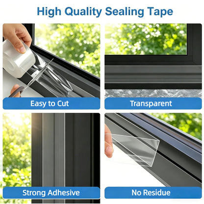 Transparent window weather stripping — residue-free clear insulation tape for doors and windows