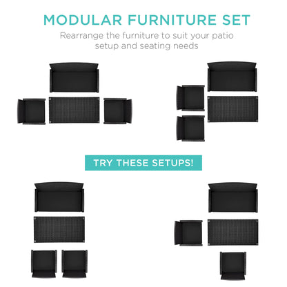 Best Choice Products outdoor wicker patio conversation set with coffee table and cushions