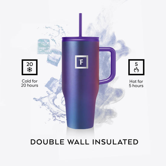 Drinking cup — Insulated mug with straw and flip cap lids for travel