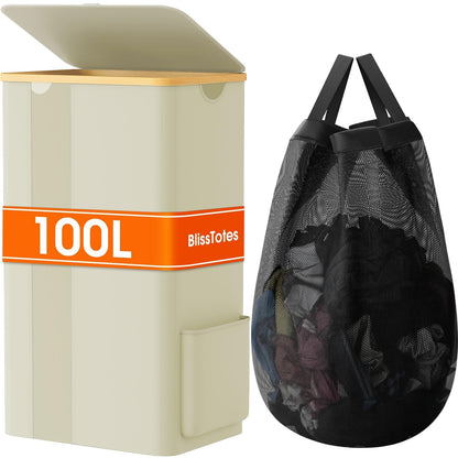 BlissTotes laundry hamper — includes lid for easy storage and transport
