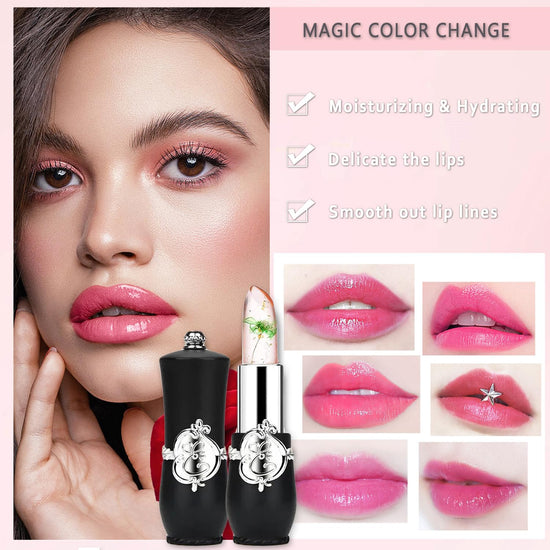 Lip color — Pack of 6 crystal flower jelly lipstick with color change feature