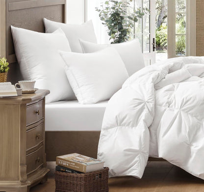 puredown goose feather and down bed pillow inserts - white color