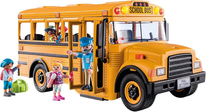 Playmobil toy figure playset — school bus with accessories and 4 figures