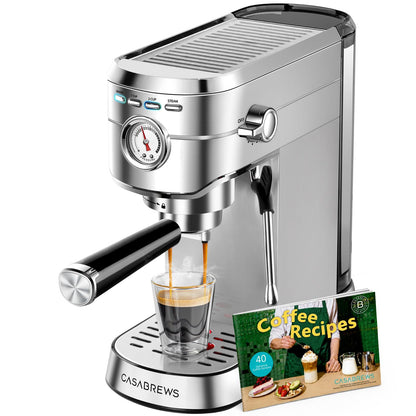 CASABREWS coffee maker — 20 bar pressure with milk frother and removable water tank