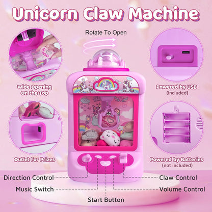 Marlrin claw machine with sound and 20 mini plush toys for kids