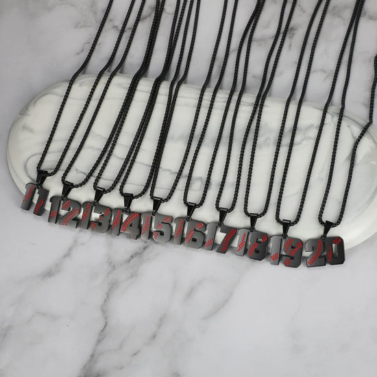 AIAINAGI baseball number necklace — stainless steel chain pendant for men athletes