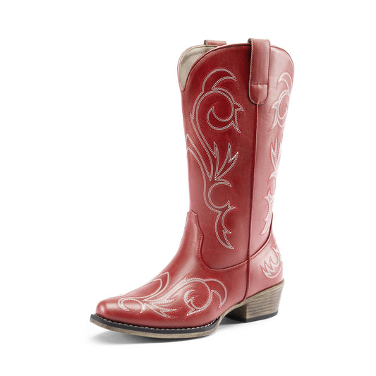 DREAM PAIRS cowboy boots — Mid calf with square toe and chunky heel