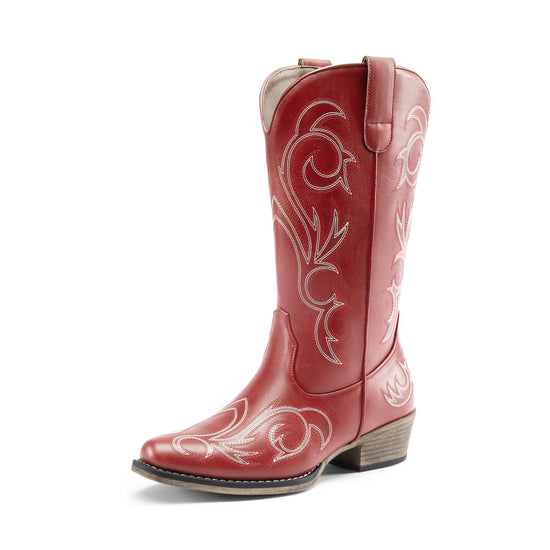 DREAM PAIRS cowboy boots — Mid calf with square toe and chunky heel