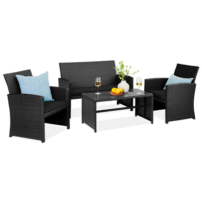 Best Choice Products outdoor wicker patio conversation set with coffee table and cushions