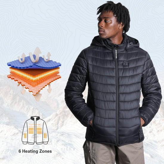 ANTARCTICA GEAR Heated Jacket, Lightweight Heating Jackets with 12V Power Bank, 6 Areas Winter Coat for Men and Women