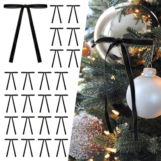 Decorative ribbon trim — 24 pack Christmas velvet bows for vintage decor