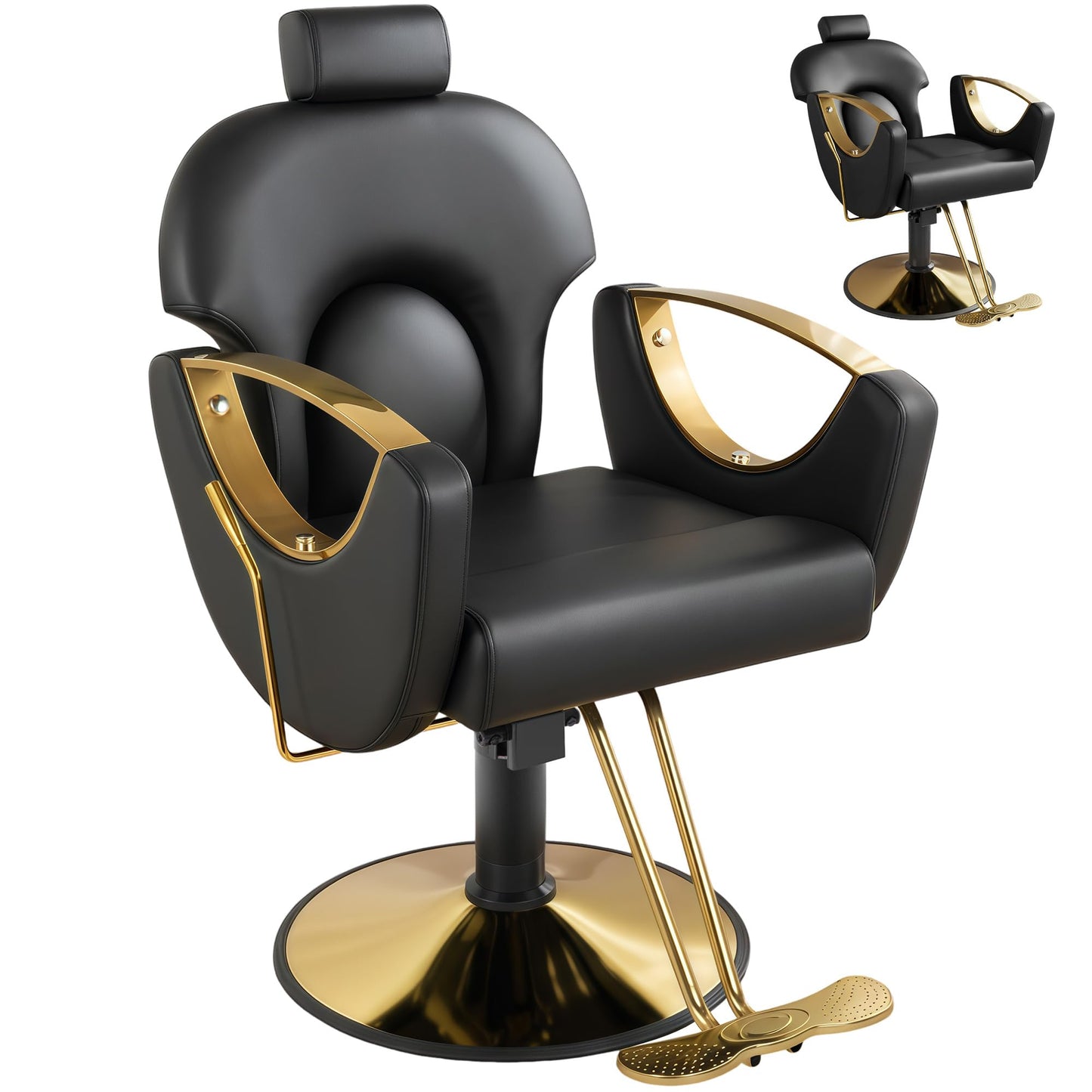 Dangvivi Barber Salon Chair for Hair Stylist,Height Adjustable Hair Chair with Professional Hydraulic PUM,Multi-Function Shampoo Tattoo Beauty Salon Hairdresser Armchair for Barbershop(Black)