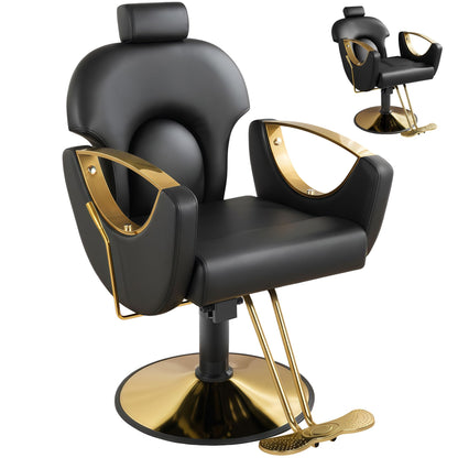 Dangvivi Barber Salon Chair for Hair Stylist,Height Adjustable Hair Chair with Professional Hydraulic PUM,Multi-Function Shampoo Tattoo Beauty Salon Hairdresser Armchair for Barbershop(Black)