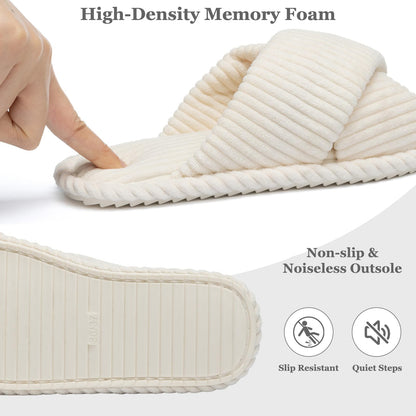 GOEWY slippers — Memory foam open toe slides with anti-skid sole for women