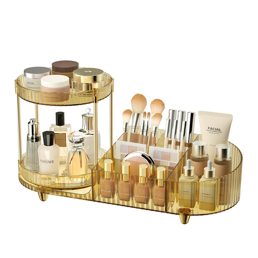 Jywantful caddy with rotating trays for vanity countertop