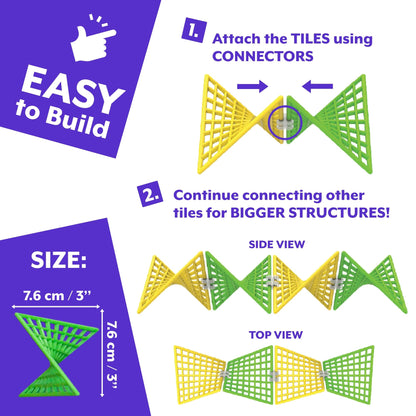 HyperTiles hyperbolic building toy — 3D adventure with 48 tiles and 80 connectors by Fun In Motion Toys