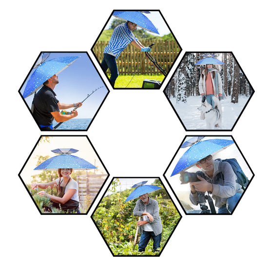 NEW-Vi fishing umbrella hat - Folding adjustable sun and rain cap for outdoor use