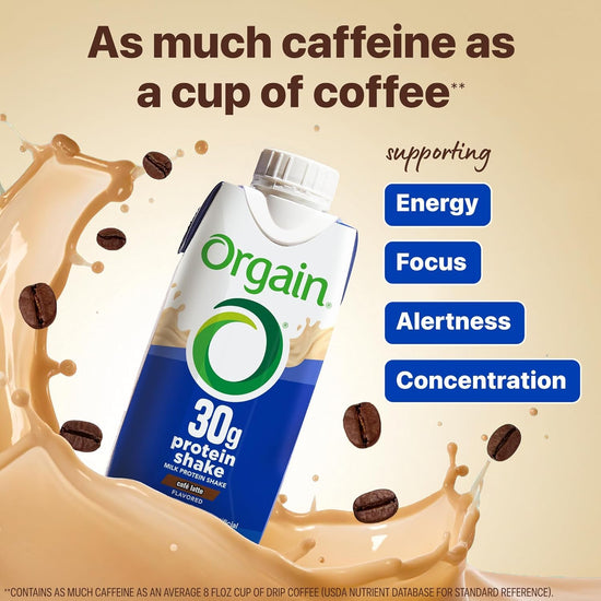 Orgain protein drink - organic and plant-based formula.