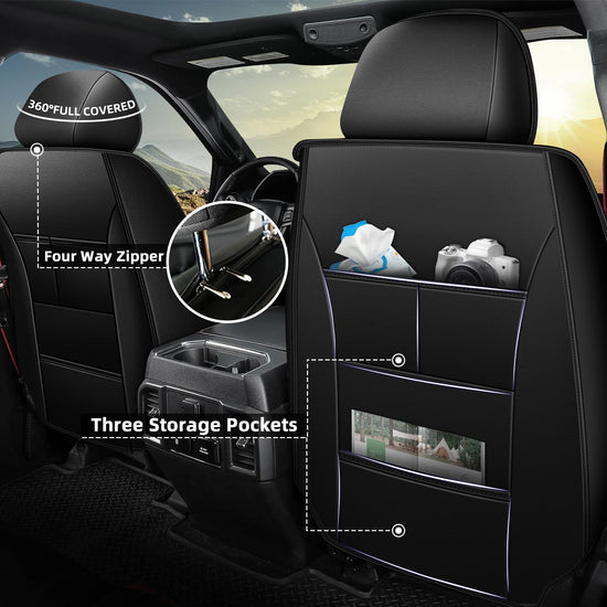 Vehicle seat cover — Custom fit leather for 2007-2026 Chevy Silverado and GMC Sierra.