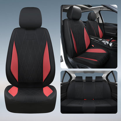 VEHICLE_SEAT_COVER — Leather five-piece set in red and black colors
