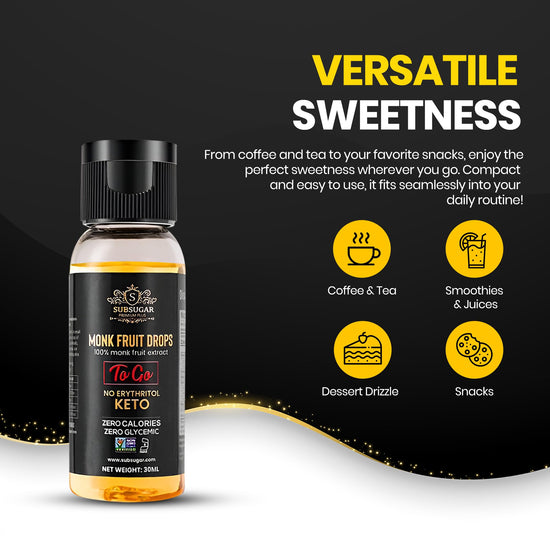 SubSugar liquid monk fruit sweetener with pump dispenser - zero calorie sugar substitute 8 fl oz