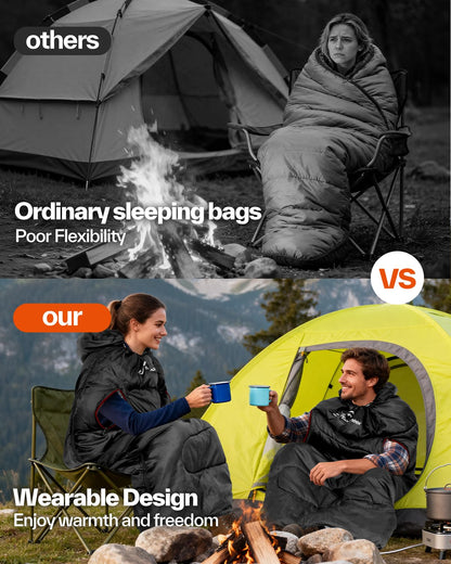 Sportneer sleeping bag — walkable design with arm zippers for versatility