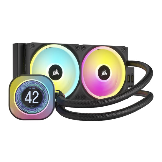 Electronic component fan — Corsair iCUE Link H100i LCD liquid coolerElectronic component fan — Corsair iCUE Link H100i liquid CPU cooler with LCD display