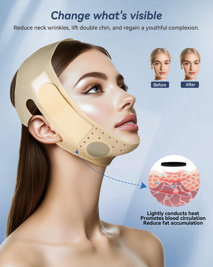 Reusable V Line Silicone Face Strap, Soft Silicone Chin Strap for Women 23-27 Inches yellow