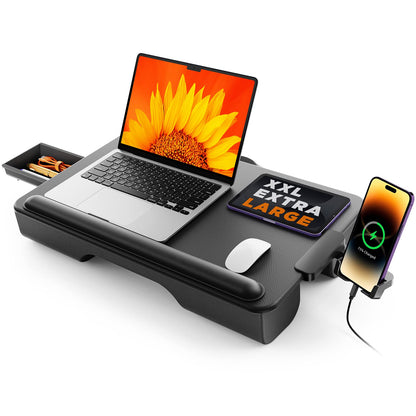 SAIJI lap desk — Portable design with cushion and storage drawer for laptops up to 17 inches